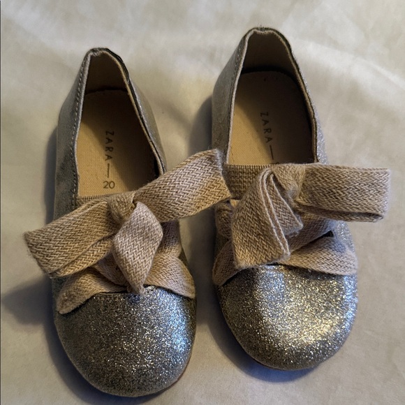 Zara Other - Zara Kids Glittery Silver Dress Shoes